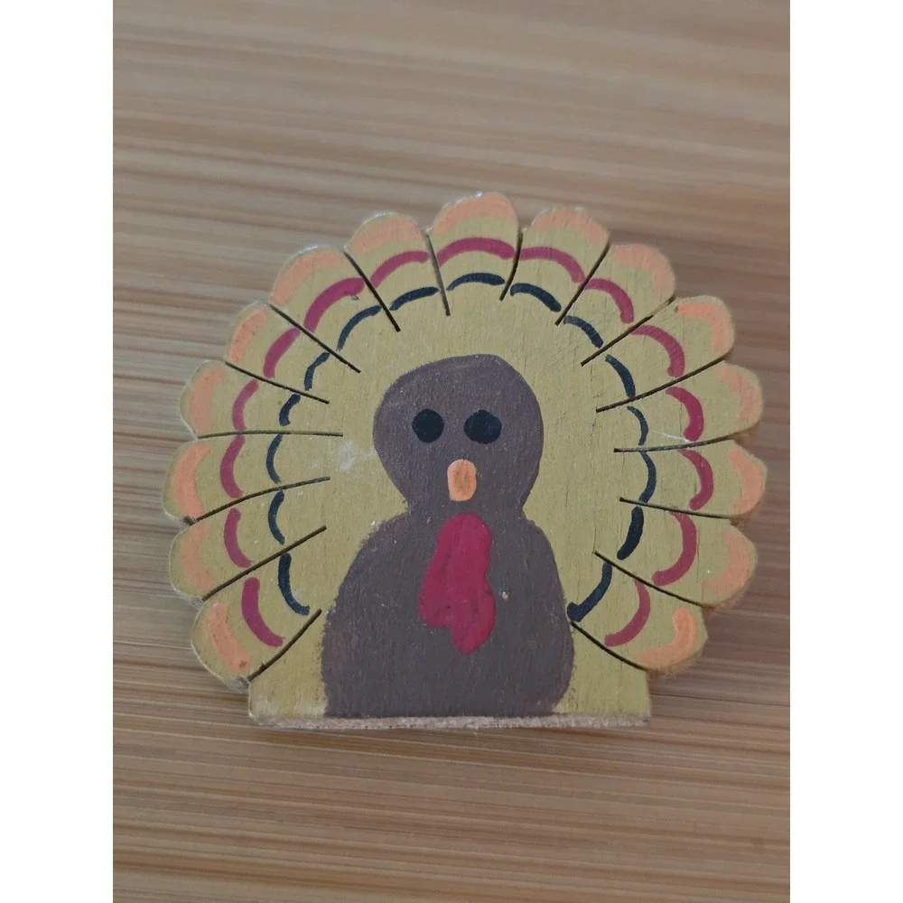 Handmade Hand-painted Thanksgiving Turkey Pin